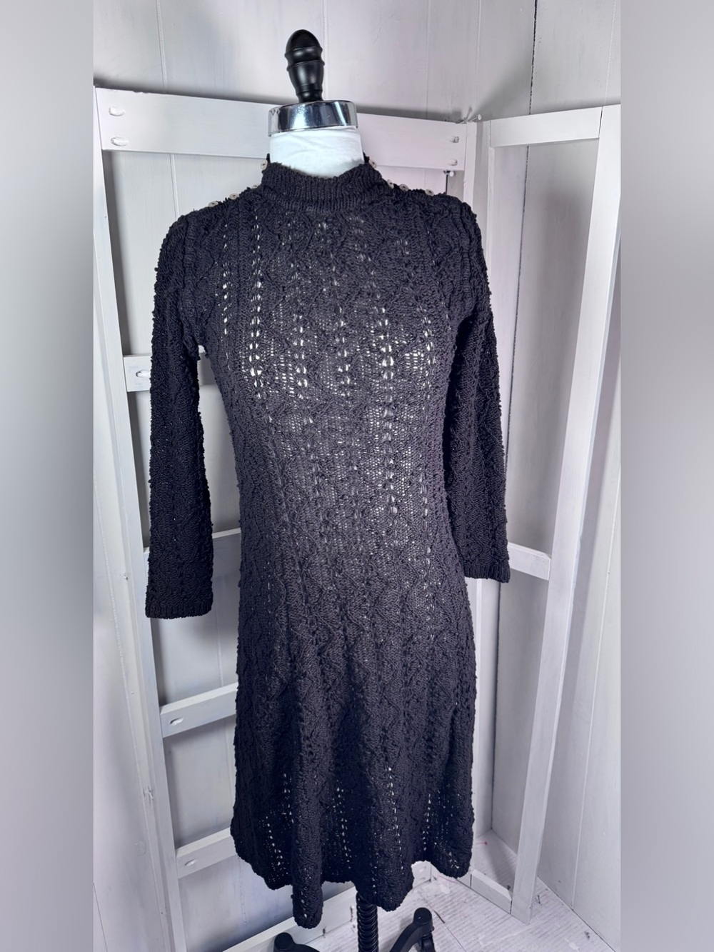 Vtg Pallas Made in Ireland HAND LOOMED KNIT Dress, fits s/m, work of art!